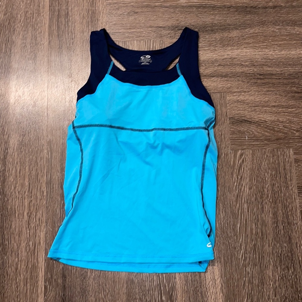 Champion Blue Racer Back Shelf Bra Racer Back Tank Top Size L